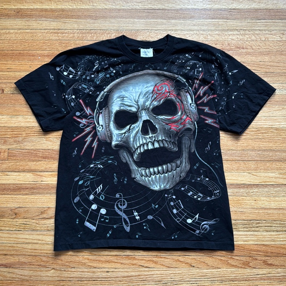 Vintage Skull T-Shirt / Bootleg / AOP / Rock Eagle